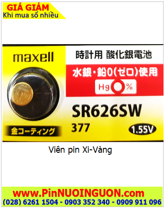 Maxell SR626SW _Pin 377; Pin đồng hồ 1.55v Silver Oxide Maxell SR626SW _Pin 377